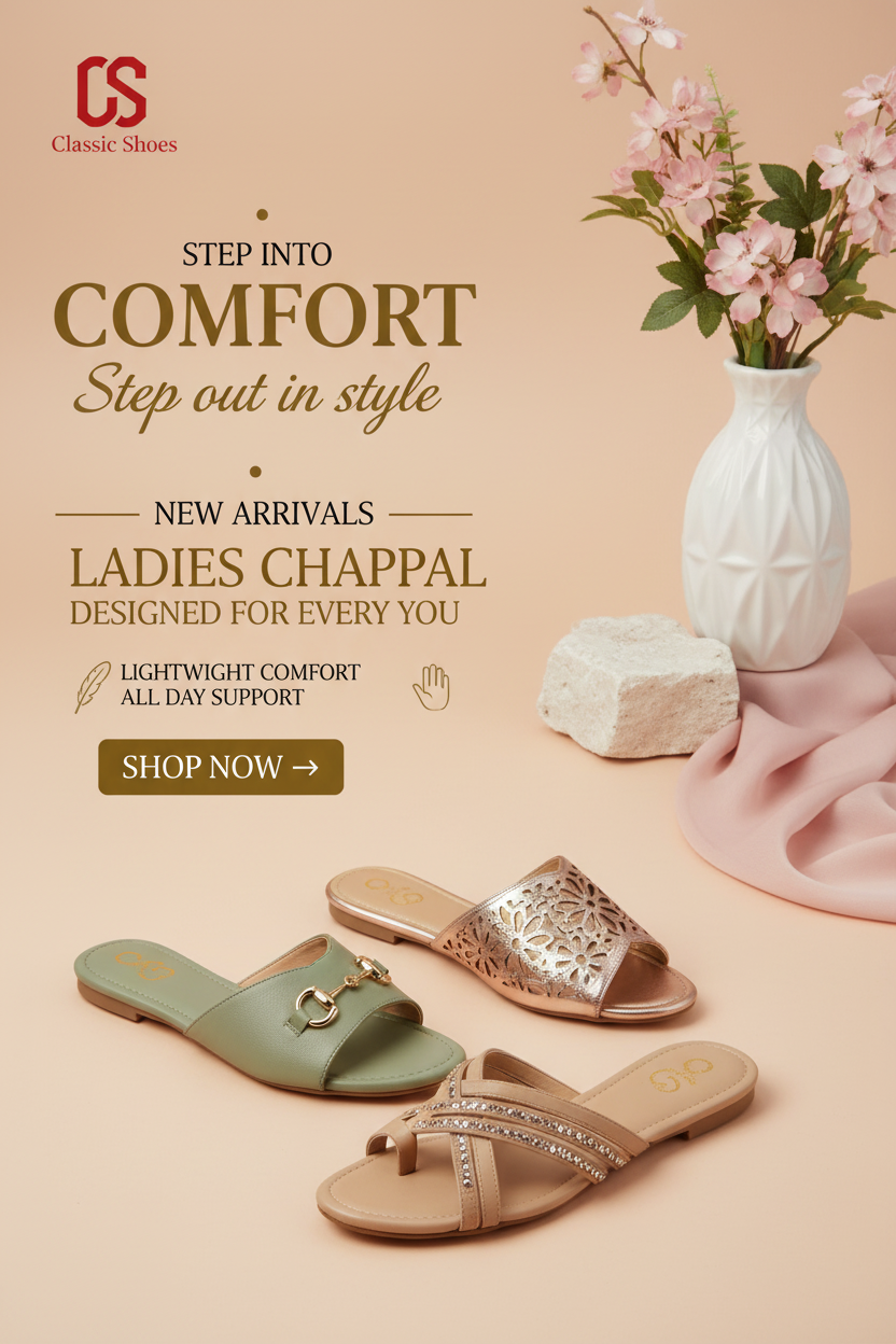 CS Classic Shoes - Ladies Chappal Portrait Clean