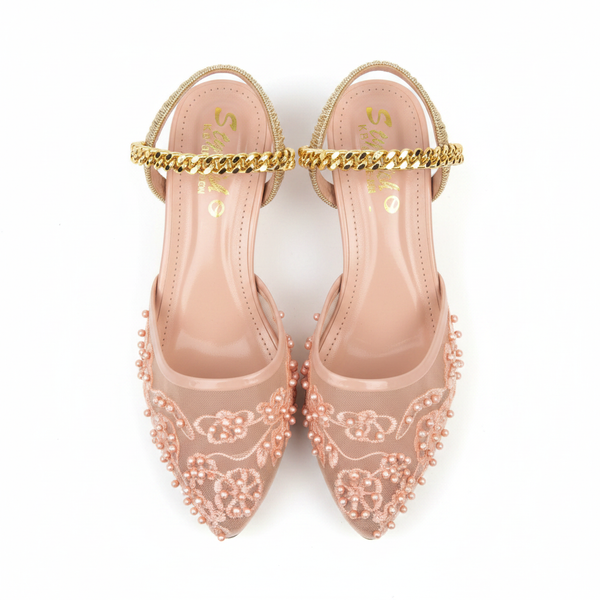 Embroidered Kitten Heel - Top Down Detail