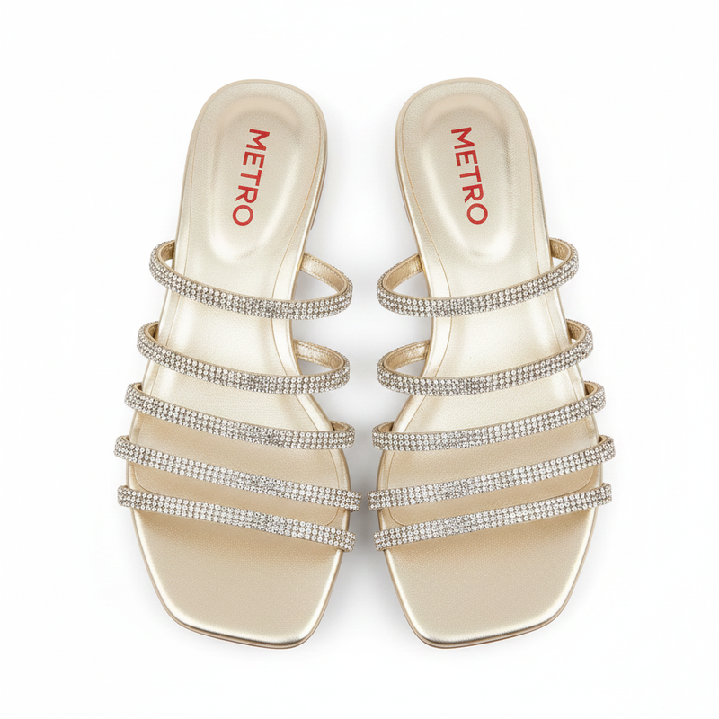 Gold Rhinestone Chain Slide - Top Down METRO