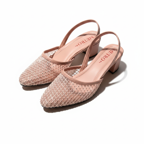 Mesh Slingback Heel - White Background Pair
