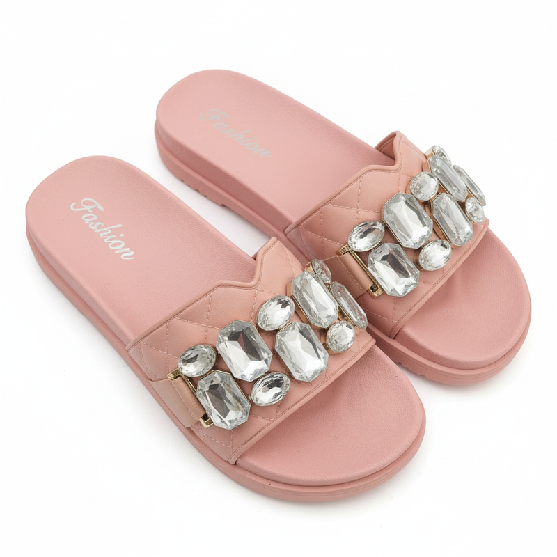 Pink Quilted Gem Slide - Top Down