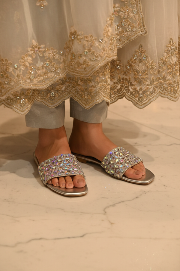 Silver AB Crystal Slide - Feet Only Premium