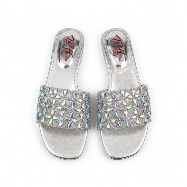 Silver AB Crystal Slide - Top Down